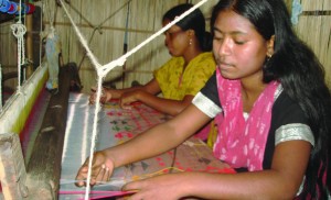 A view of Jamdani-weaving activities of BSCIC.